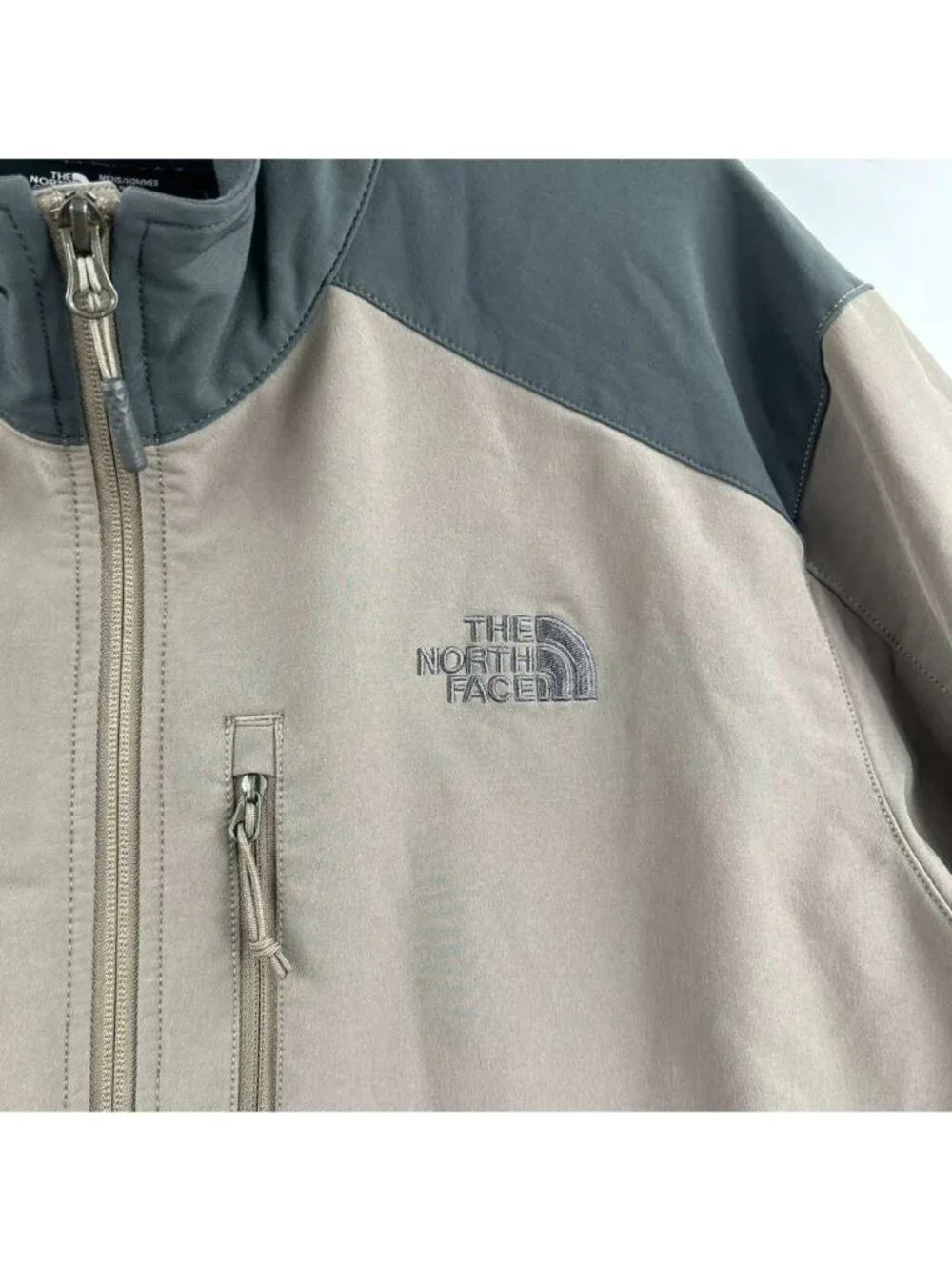 The North Face Apex Bionic Jacket Men's XL Gray & Beige Full Zip Windwall Hiking